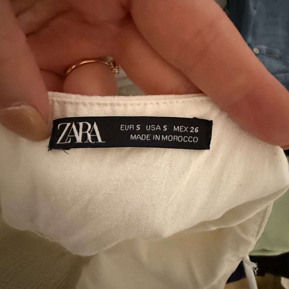 Zara Elegant White / Cream Linen Blend Midi Dress Size S - Picture 7 of 8